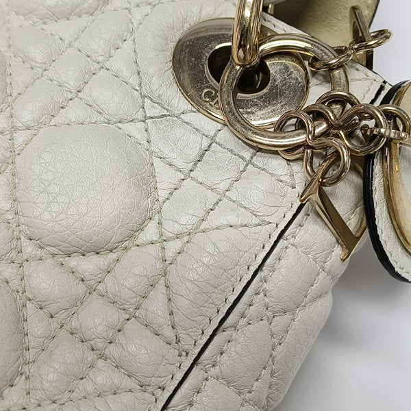 Lady Dior Mini Cannage Calfskin White
