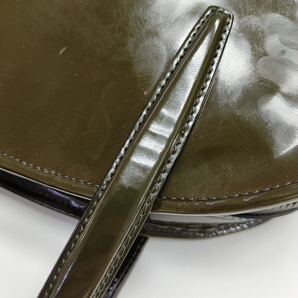 Patent Leather Top Handle Bag Green