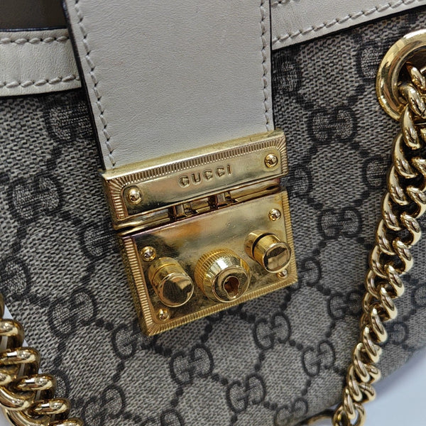 Padlock Small Monogram Coated Canvas Beige
