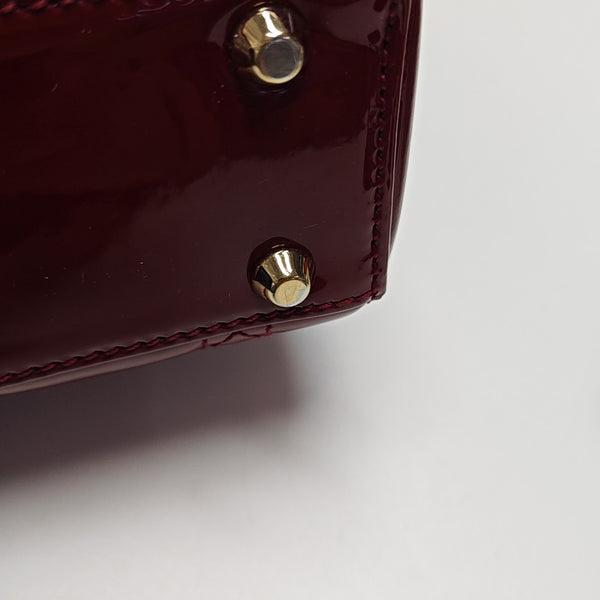 Lady Dior Mini Cannage Patent Calfskin Red