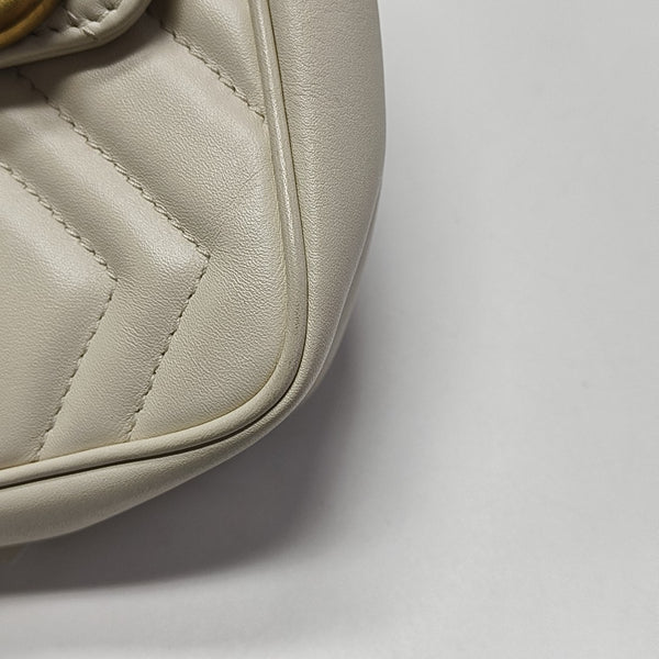 GG Marmont Mini Quilted Calfskin White