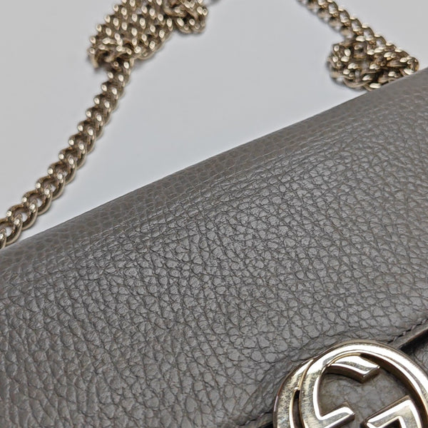 Interlocking G Small Calfskin Gray