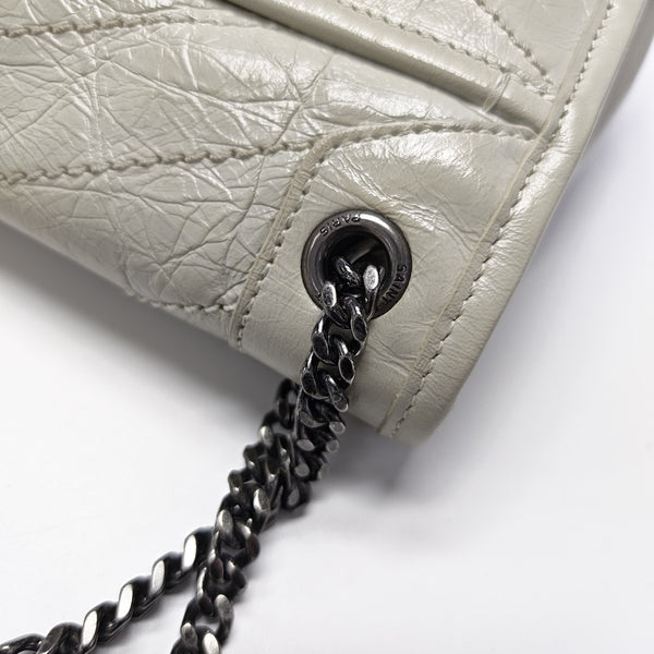 NIKI Small Chevron Calfskin White