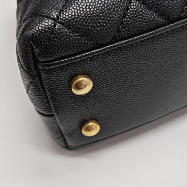 COCO HANDLE Small Quilted Grained Calfskin Black