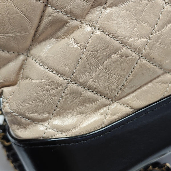 GABRIELLE Small Quilted Calfskin Beige