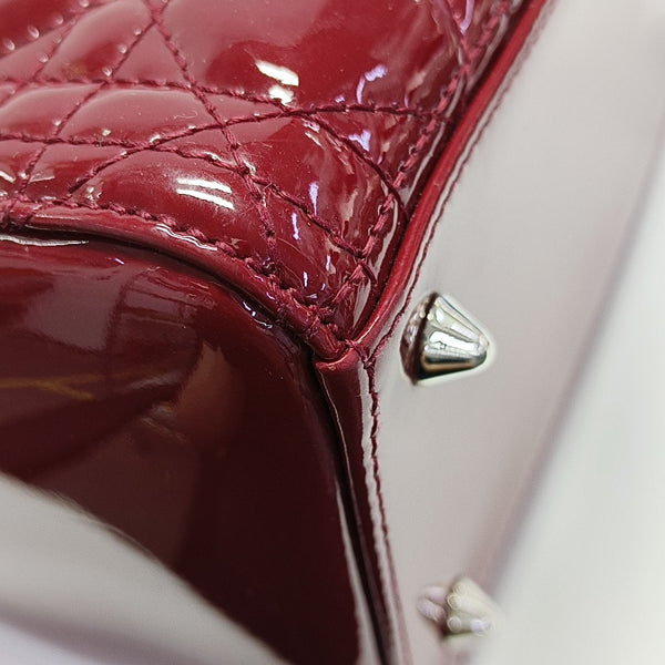 Lady Dior Medium Cannage Patent Leather Red