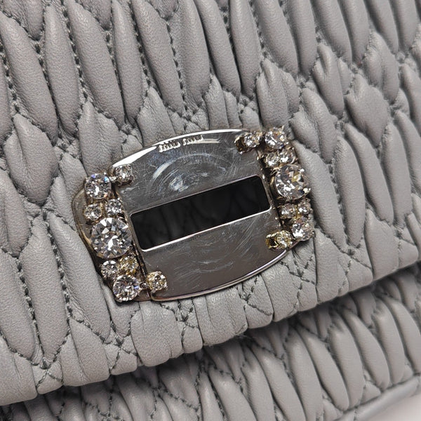 Crystal Quilted Lambskin Gray