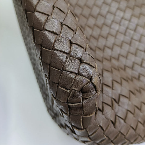 Lambskin Top Handle Bag Brown