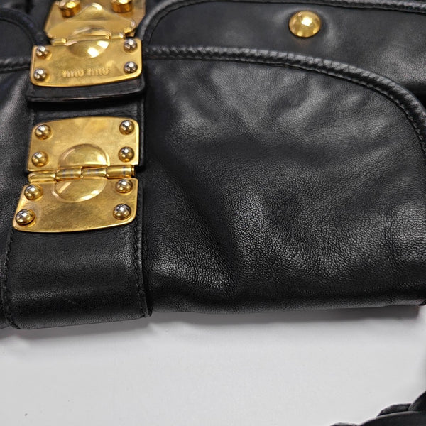 Miu Coffer Quilted Lambskin Black