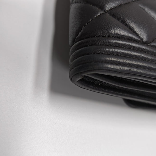 BOY CHANEL Mini Quilted Lambskin Gray Wallet