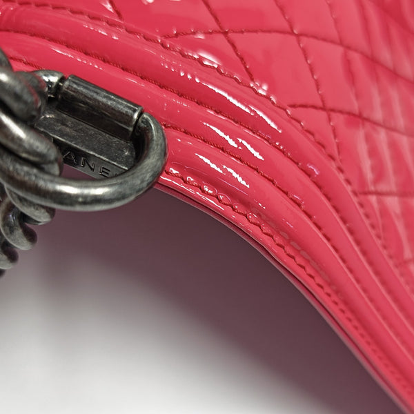 BOY CHANEL Maxi Quilted Patent Leather Red