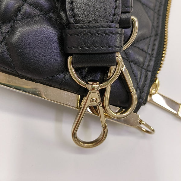 Cannage Lambskin Shoulder Bag Black