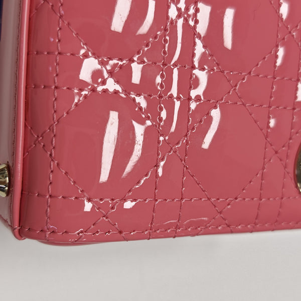 Lady Dior Mini Cannage Patent Calfskin Pink