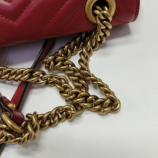 GG Marmont Small Quilted Calfskin Red