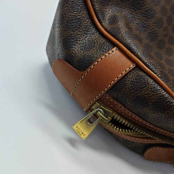 Coated Canvas Top Handle Bag Brown