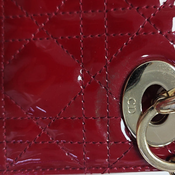Lady Dior Mini Cannage Patent Leather Red