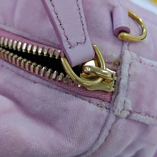 Monogram Velvet Crossbody Bag Pink