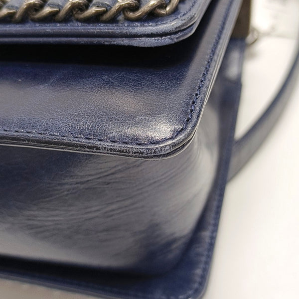 Authenticated pre-owned BOY CHANEL Medium Quilted Calfskin Blue - Crossbody Bag at Looply
