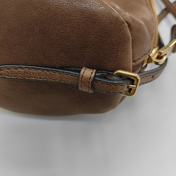 Lambskin Top Handle Bag Brown