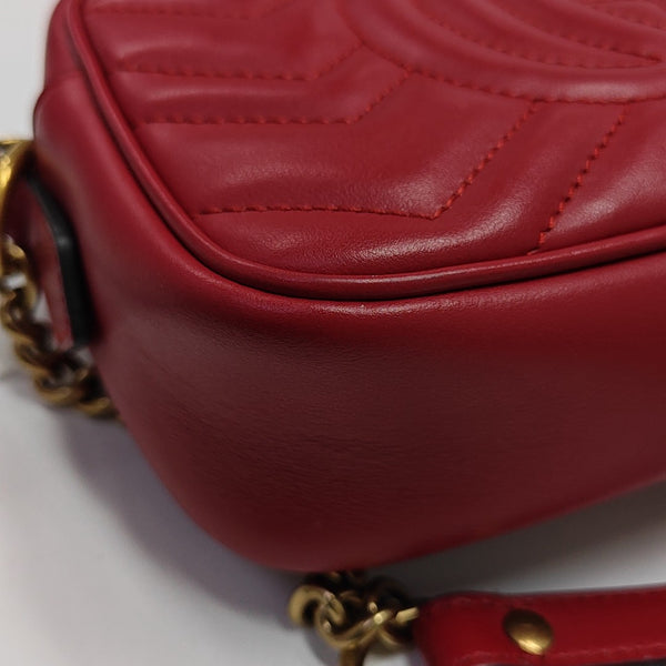GG Marmont Super Mini Quilted Calfskin Red