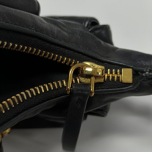 Lambskin Top Handle Bag Black