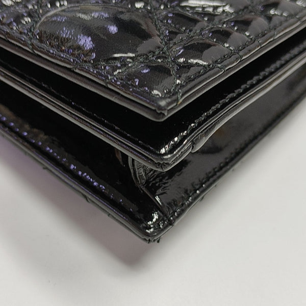Authenticated pre-owned Lady Dior Cannage Patent Leather Black Wallet - Wallet at Looply