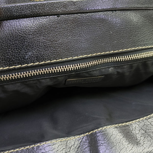 Quilted Calfskin Top Handle Bag Black