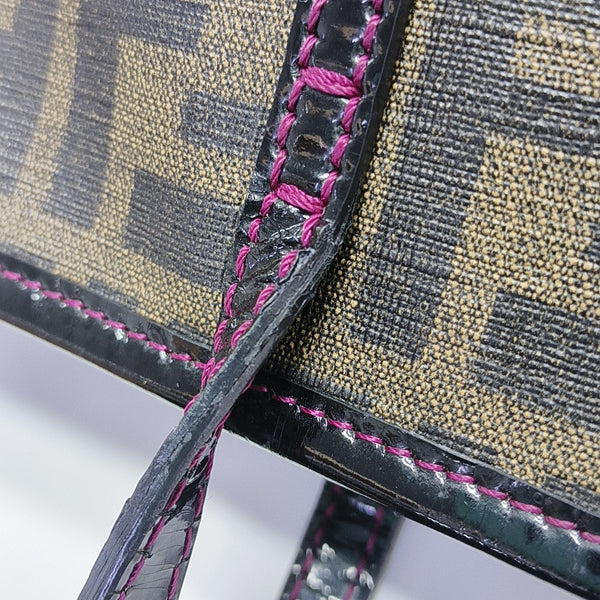 Coated Canvas Top Handle Bag Brown