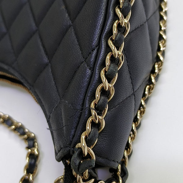 Quilted Lambskin Shoulder Bag Black