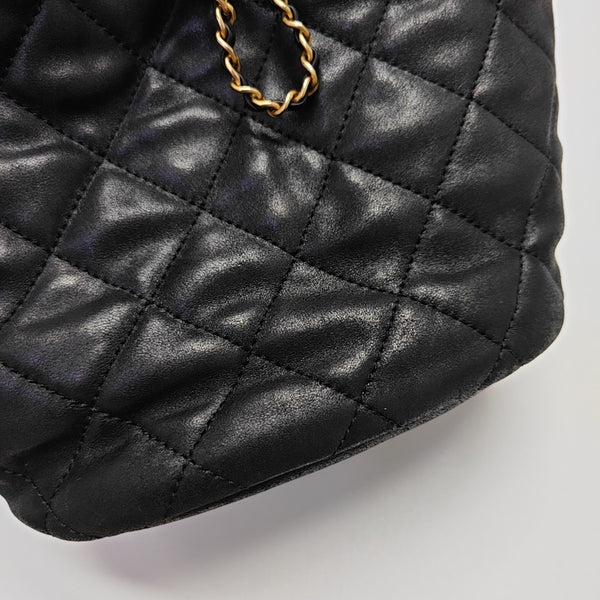 DRAWSTRING Quilted Lambskin Black