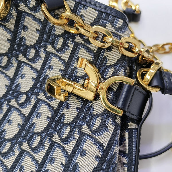 C'est Dior Medium Oblique Canvas Blue