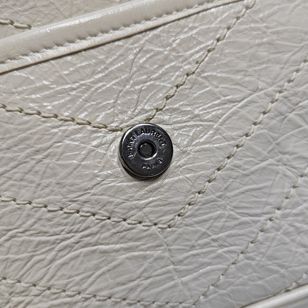 NIKI Small Chevron Calfskin White
