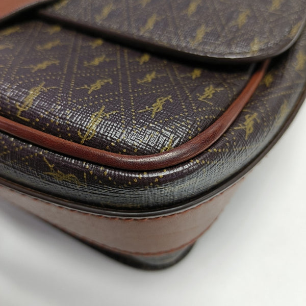 Coated Canvas Crossbody Bag Brown