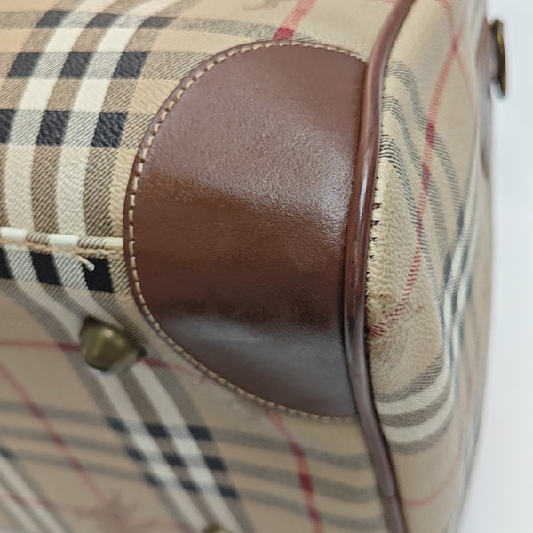 Coated Canvas Top Handle Bag Beige