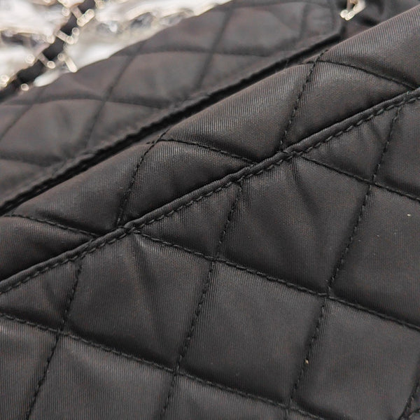 Quilted Nylon Shoulder Bag Black