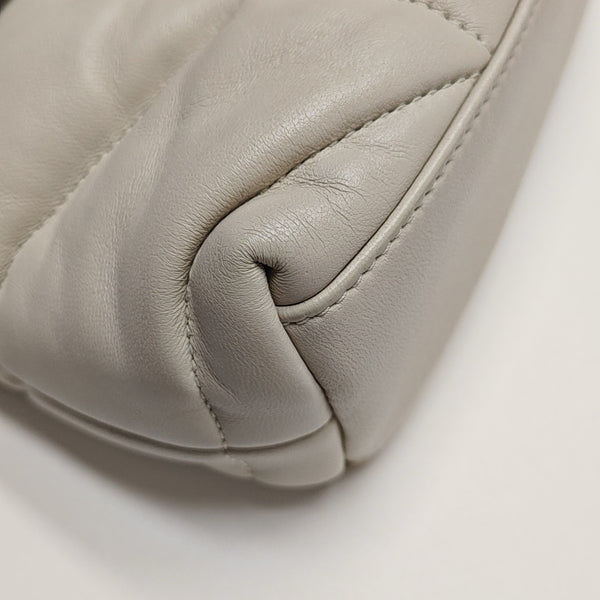 PUFFER Mini Chevron Lambskin White