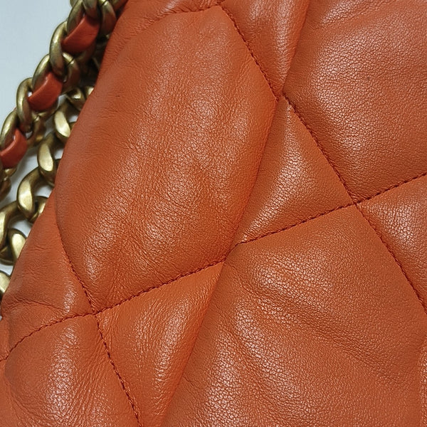 CHANEL 19 Small Quilted Lambskin Orange