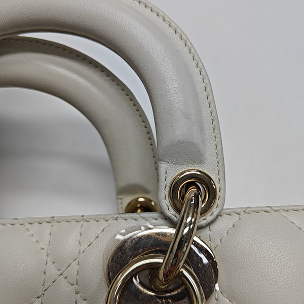 Lady D-Joy Medium Cannage Lambskin White