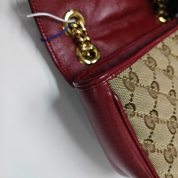 GG Marmont Small Quilted Canvas Brown