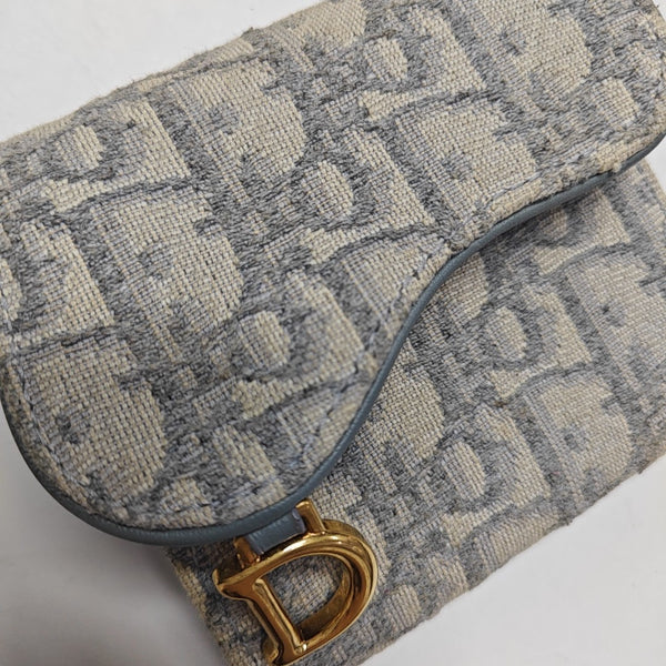 Saddle Mini Oblique Canvas Beige Card Holder