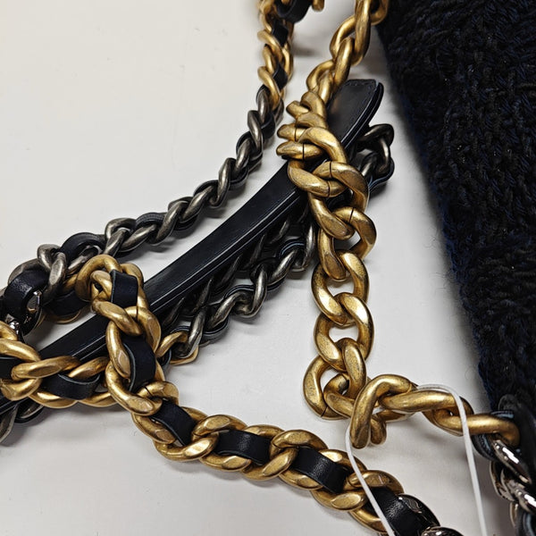 CHANEL 19 Small Quilted Fabric Blue