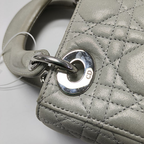 Lady Dior Mini Cannage Lambskin Gray