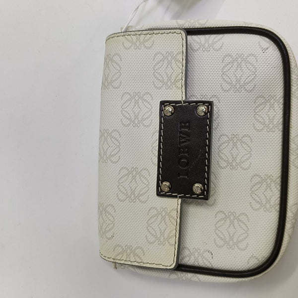 Monogram Coated Canvas Clutch White
