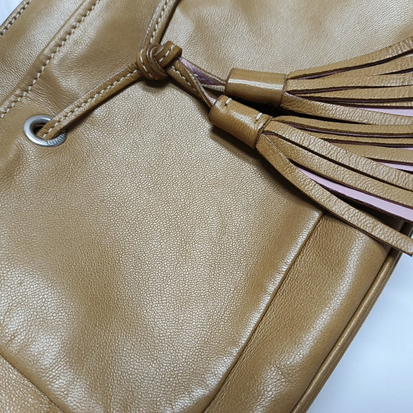 Lambskin Top Handle Bag Brown