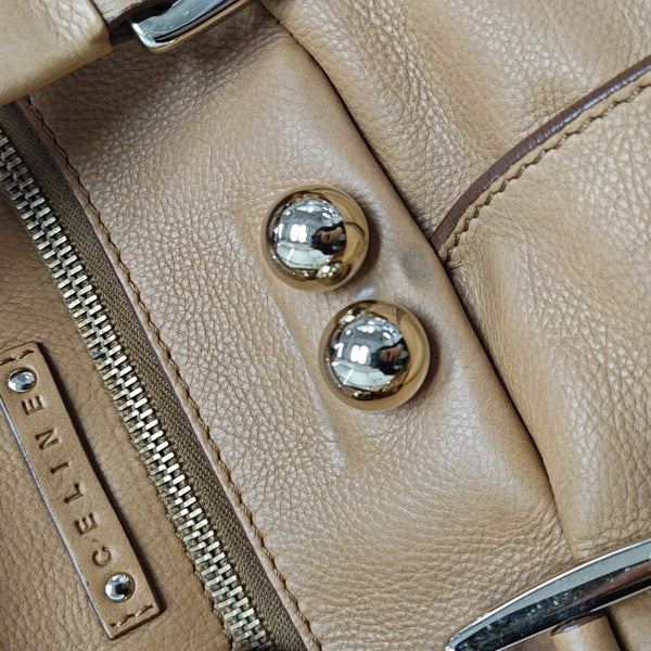 Calfskin Top Handle Bag Brown