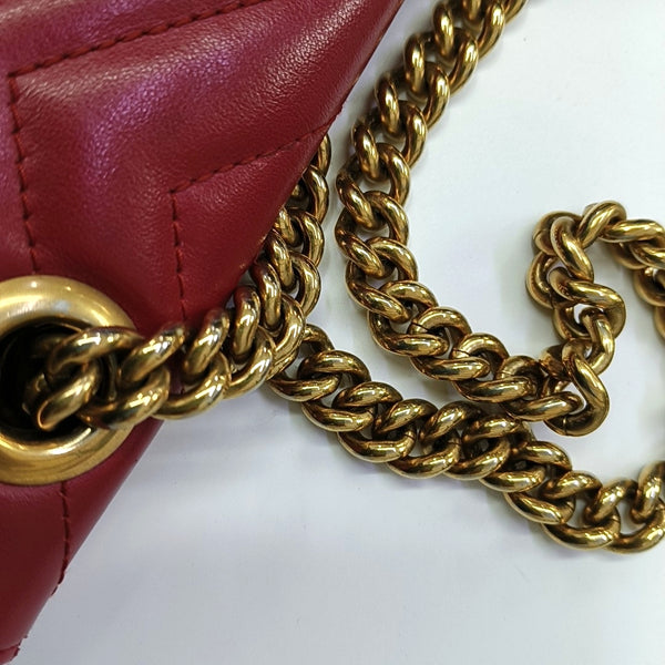 GG Marmont Medium Quilted Calfskin Red