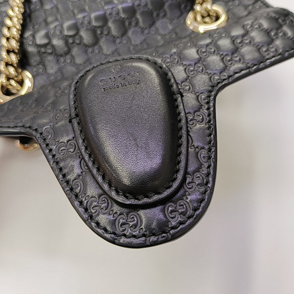 Emily Chain Mini Monogram Calfskin Black