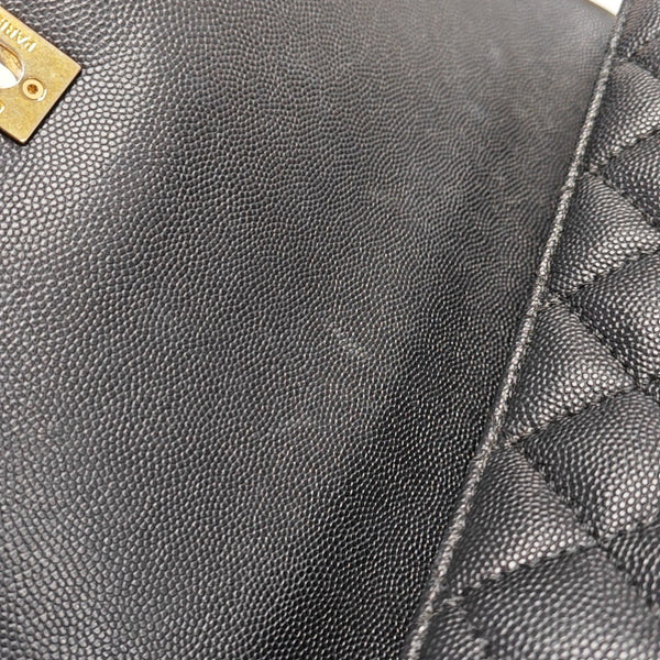 COCO HANDLE Large Quilted Grained Calfskin Black