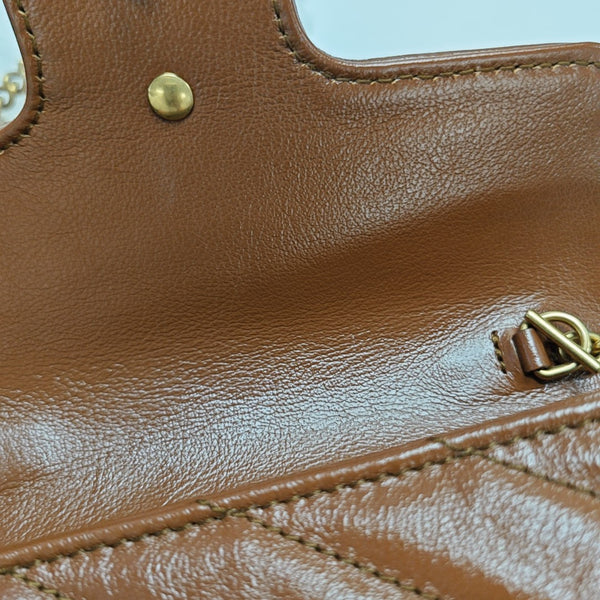 GG Marmont Mini Quilted Calfskin Brown
