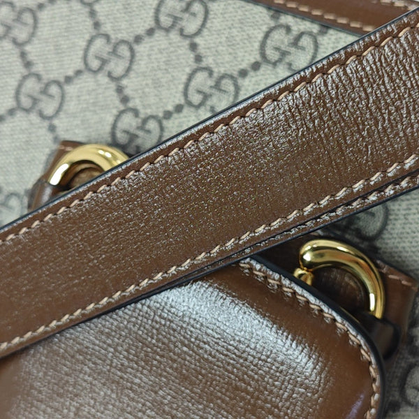 Horsebit 1955 Medium Monogram Coated Canvas Beige